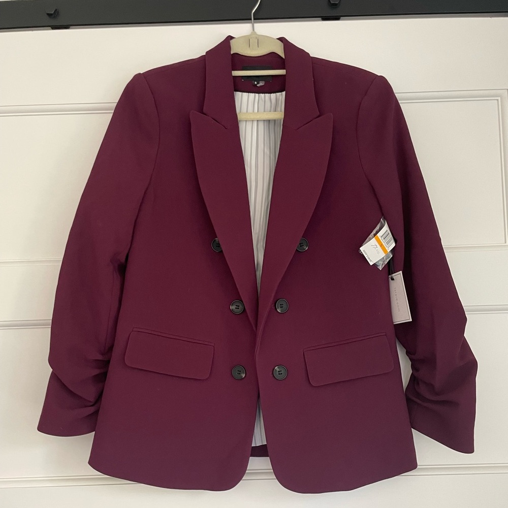 State burgundy blazer double breasted